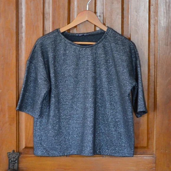 ZARA  Grey Sparkly Top - Picture 1 of 7